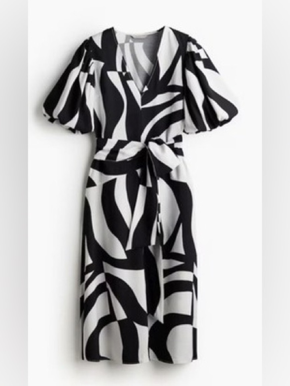 H&M Tie Belt Puff Sleeve Dress